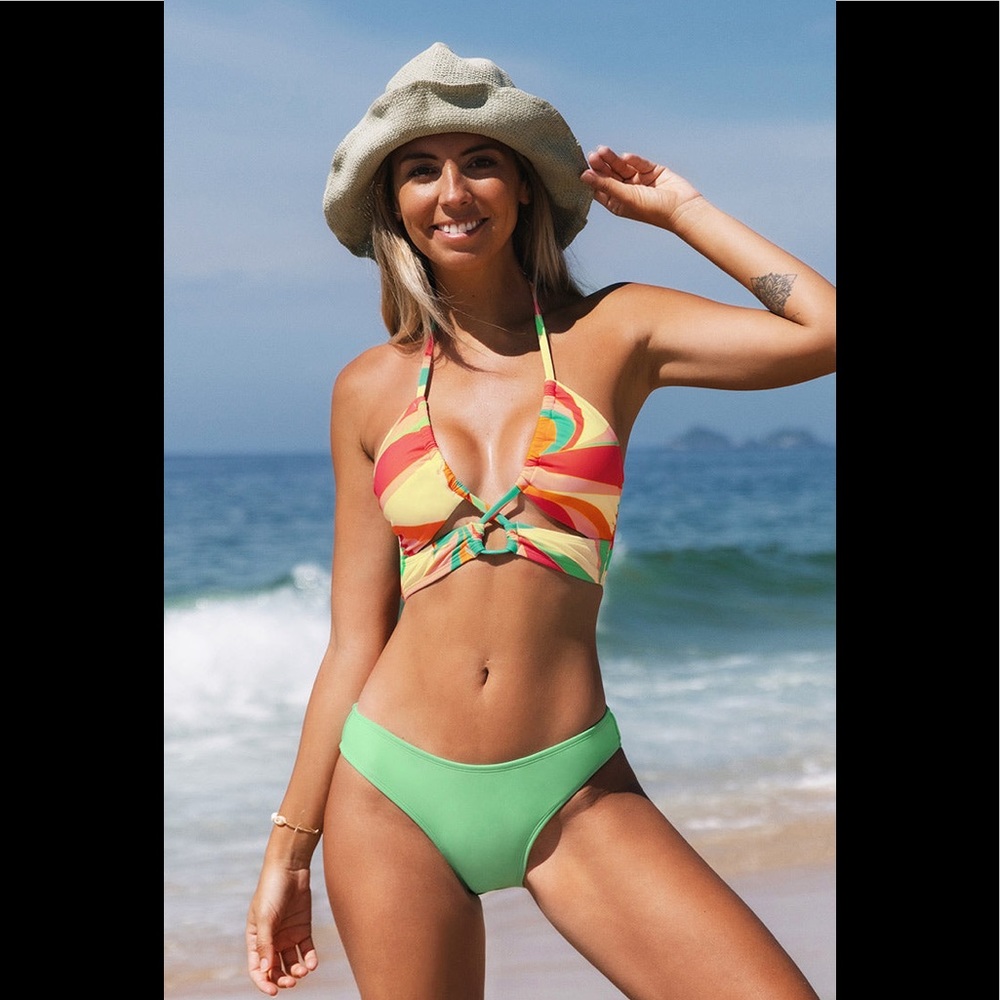 Dancing Ribbon Cutout Bralette and Hipster Bikini